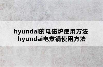 hyundai的电磁炉使用方法 hyundai电煮锅使用方法